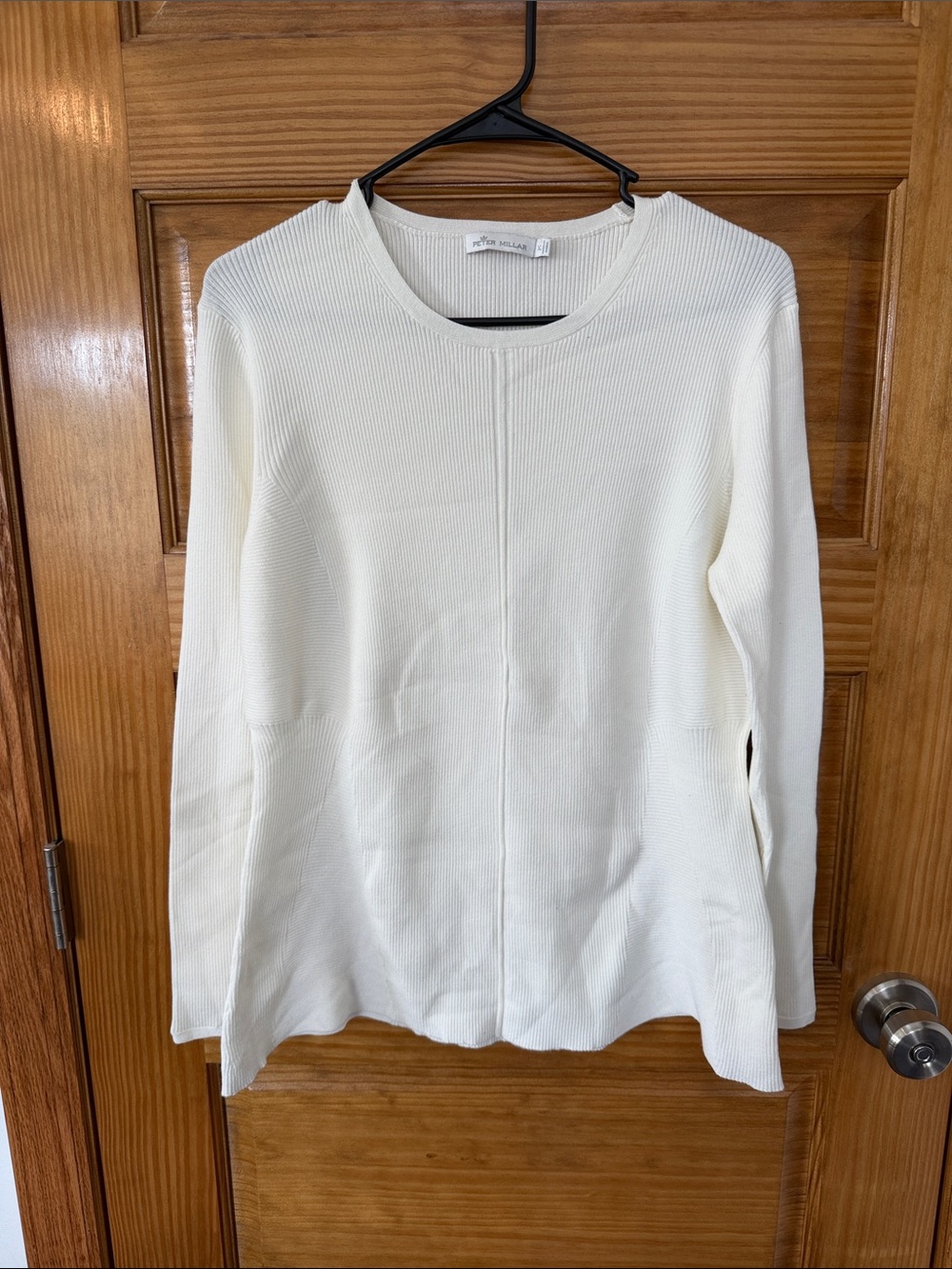 Women’s Peter Millar Cream Ribbed Long Sleeve Top- Size XL